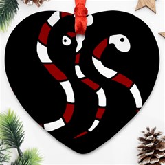 Red Snakes Heart Ornament (2 Sides) by Valentinaart