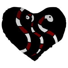 Red Snakes Large 19  Premium Heart Shape Cushions by Valentinaart