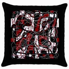 Red Black And White Abstract High Art Throw Pillow Case (black) by Valentinaart