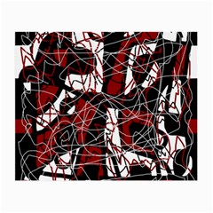 Red Black And White Abstract High Art Small Glasses Cloth by Valentinaart