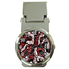 Red Black And White Abstract High Art Money Clip Watches by Valentinaart