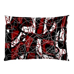 Red Black And White Abstract High Art Pillow Case by Valentinaart