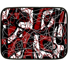 Red Black And White Abstract High Art Fleece Blanket (mini) by Valentinaart