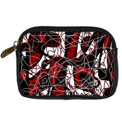 Red Black And White Abstract High Art Digital Camera Cases by Valentinaart