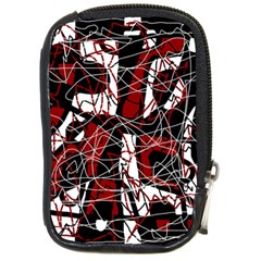 Red Black And White Abstract High Art Compact Camera Cases by Valentinaart