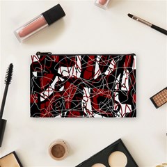 Red Black And White Abstract High Art Cosmetic Bag (small)  by Valentinaart