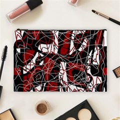 Red Black And White Abstract High Art Cosmetic Bag (large)  by Valentinaart