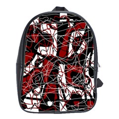 Red Black And White Abstract High Art School Bags(large)  by Valentinaart