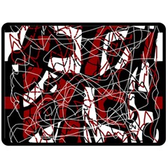 Red Black And White Abstract High Art Fleece Blanket (large)  by Valentinaart