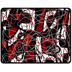 Red Black And White Abstract High Art Fleece Blanket (medium)  by Valentinaart