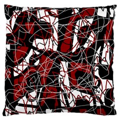 Red Black And White Abstract High Art Large Cushion Case (one Side) by Valentinaart