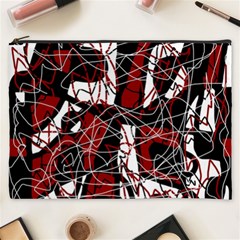 Red Black And White Abstract High Art Cosmetic Bag (xxxl)  by Valentinaart