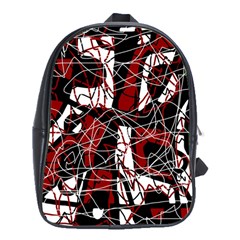 Red Black And White Abstract High Art School Bags (xl)  by Valentinaart