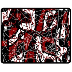 Red Black And White Abstract High Art Double Sided Fleece Blanket (medium)  by Valentinaart