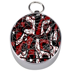 Red Black And White Abstract High Art Silver Compasses by Valentinaart