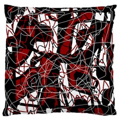 Red Black And White Abstract High Art Large Flano Cushion Case (two Sides) by Valentinaart