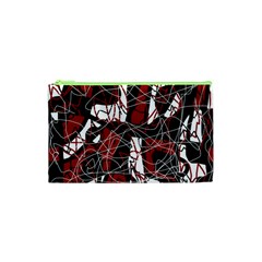 Red Black And White Abstract High Art Cosmetic Bag (xs) by Valentinaart