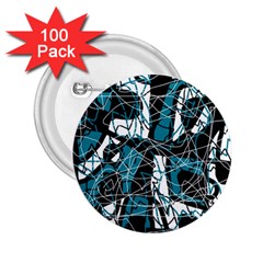 Blue, Black And White Abstract Art 2 25  Buttons (100 Pack)  by Valentinaart