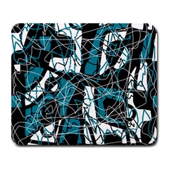 Blue, Black And White Abstract Art Large Mousepads by Valentinaart