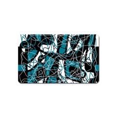 Blue, Black And White Abstract Art Magnet (name Card) by Valentinaart