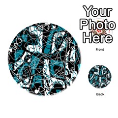 Blue, Black And White Abstract Art Playing Cards 54 (round) 