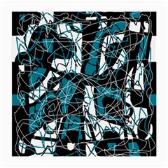 Blue, Black And White Abstract Art Medium Glasses Cloth by Valentinaart