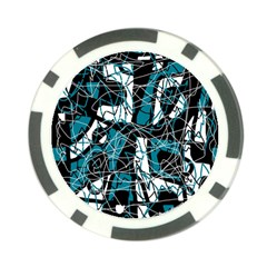 Blue, Black And White Abstract Art Poker Chip Card Guards (10 Pack)  by Valentinaart