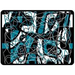 Blue, Black And White Abstract Art Fleece Blanket (large)  by Valentinaart