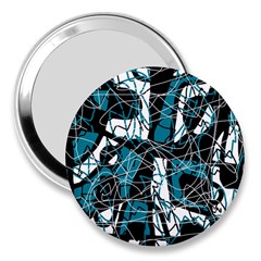 Blue, Black And White Abstract Art 3  Handbag Mirrors by Valentinaart