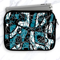 Blue, Black And White Abstract Art Apple Ipad 2/3/4 Zipper Cases by Valentinaart