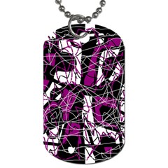 Purple, White, Black Abstract Art Dog Tag (two Sides) by Valentinaart