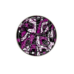 Purple, White, Black Abstract Art Hat Clip Ball Marker (4 Pack) by Valentinaart