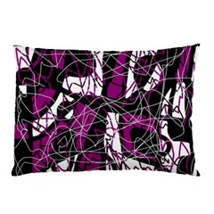 Purple, White, Black Abstract Art Pillow Case by Valentinaart