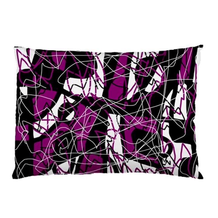 Purple, white, black abstract art Pillow Case