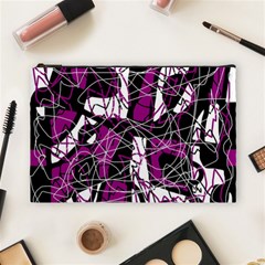 Purple, White, Black Abstract Art Cosmetic Bag (large)  by Valentinaart