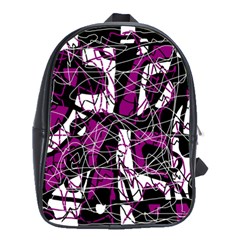 Purple, White, Black Abstract Art School Bags(large)  by Valentinaart