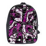 Purple, white, black abstract art School Bags(Large)  Front