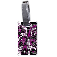 Purple, White, Black Abstract Art Luggage Tags (one Side)  by Valentinaart