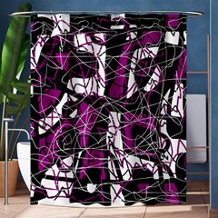 Purple, White, Black Abstract Art Shower Curtain 60  X 72  (medium)  by Valentinaart