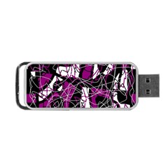 Purple, White, Black Abstract Art Portable Usb Flash (one Side) by Valentinaart