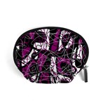 Purple, white, black abstract art Accessory Pouches (Small)  Front