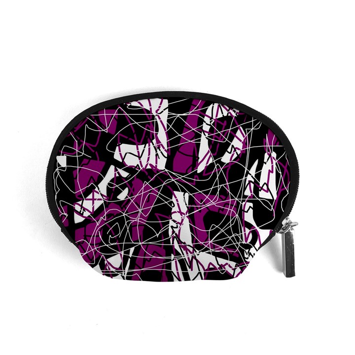 Purple, white, black abstract art Accessory Pouches (Small) 