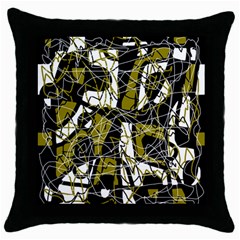 Brown Abstract Art Throw Pillow Case (black) by Valentinaart