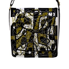 Brown Abstract Art Flap Messenger Bag (l)  by Valentinaart