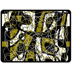 Brown Abstract Art Double Sided Fleece Blanket (large)  by Valentinaart