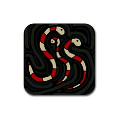 Red Snakes Rubber Coaster (square)  by Valentinaart