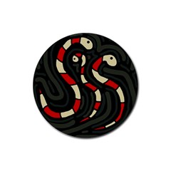 Red Snakes Rubber Coaster (round)  by Valentinaart