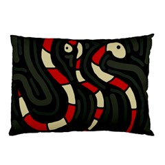 Red Snakes Pillow Case by Valentinaart