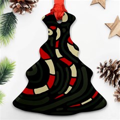 Red Snakes Christmas Tree Ornament (2 Sides) by Valentinaart