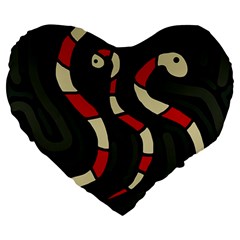 Red Snakes Large 19  Premium Heart Shape Cushions by Valentinaart